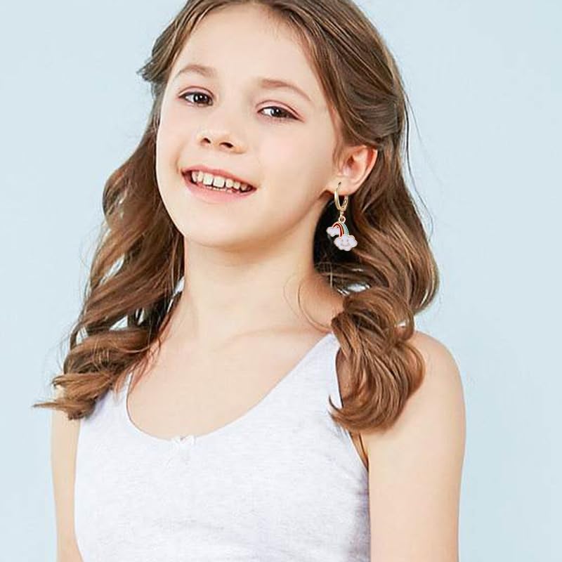SYNLIN 10/20 Pairs Gold Hoop Dangle Earrings For Girls Gold Hoop Earrings With Charms 14k Gold Huggie Hoop Earrings - Image 4